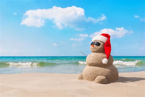 Christmas Snowman In Santa Hat At Sandy Beach Myrtle Beach Resort Blog