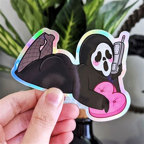 Thicc Killer Holographic Vinyl Sticker Valentines Ghost Face Etsy