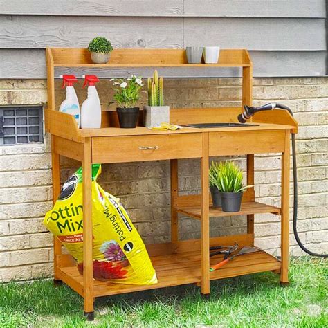 Arlmont And Co Outdoor Garden Potting Bench Potting Table Work Bench