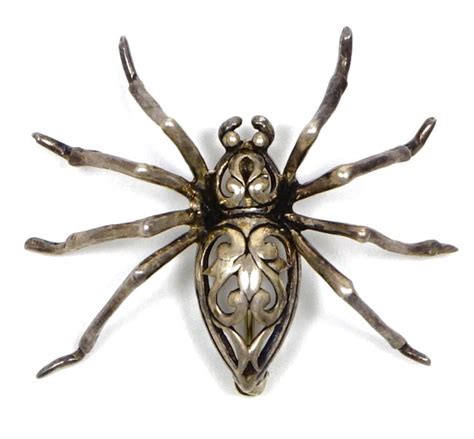 Vintage Sterling Silver Spider Pin By Jezlaine