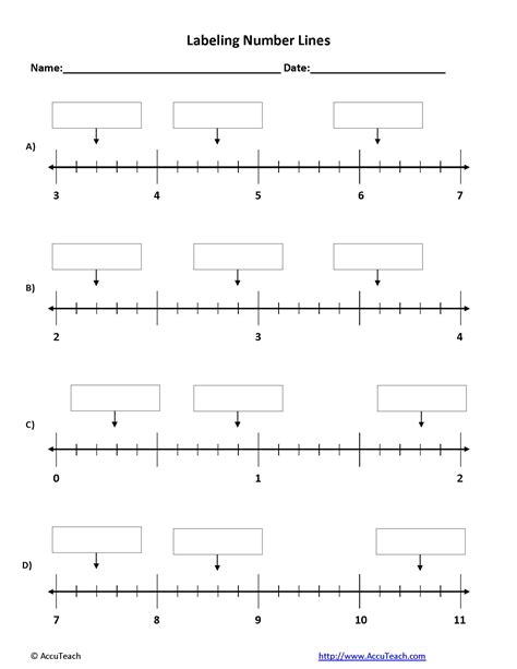 Number Line Labeling Worksheet Activity #15-AccuTeach
