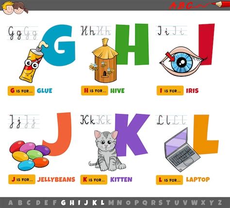 Premium Vector Educational Cartoon Alphabet Letters Set For