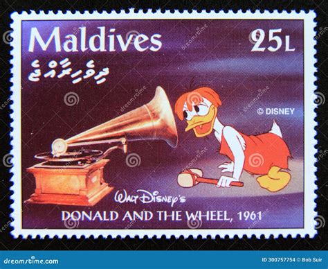 Postage Stamp Maldives 1961 Donald Duck The Caveman Listing To A Early