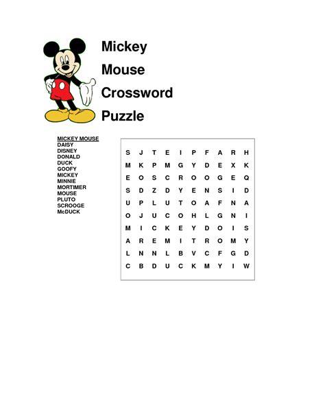 Mickey Mouse Word Search Printable Word Search Printable Gambaran