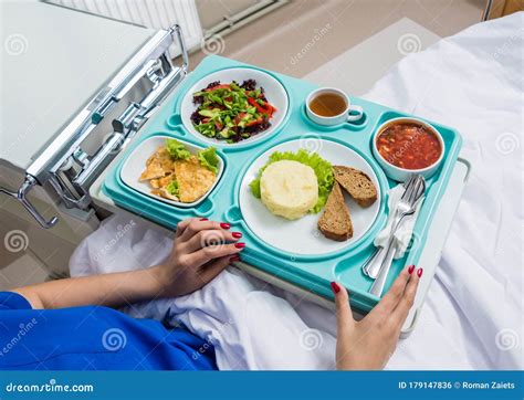 Tray With Breakfast For The Young Female Patient Stock Photo Image
