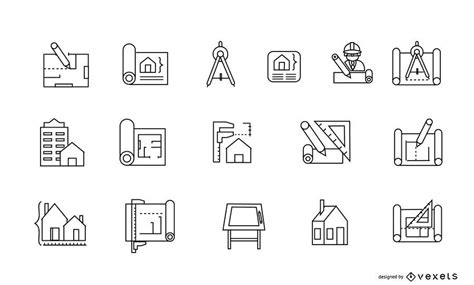 Conjunto De Iconos De Arquitectura Descargar Vector