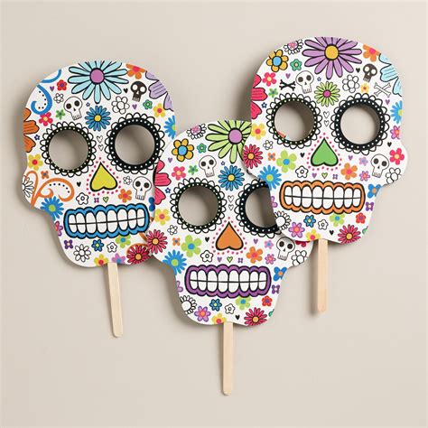 Day Of The Dead Skull Masks Set Of 3 Halloween Crafts Day Of The