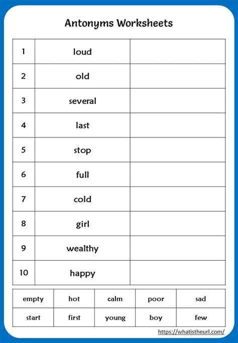 Antonyms Worksheet For 2nd Grade Your Home Teacher