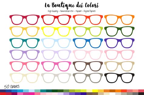 50 Rainbow Hipster Glasses Clip Art By La Boutique Dei Colori