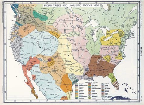 Buy Historical 1650 Us Native American Indian Tribes Languages 23x31