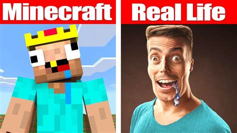 Minecraft Noob In Real Life Minecraft Vs Real Life