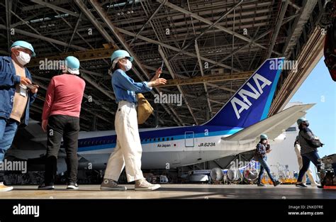 Visitors Participate In Ana All Nippon Airways Blue Hangar Tour At