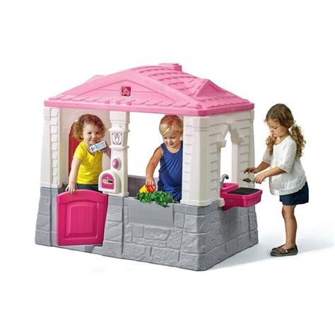 Kids Plastic Playhouse Cottage Pink Children Indoor Outdoor