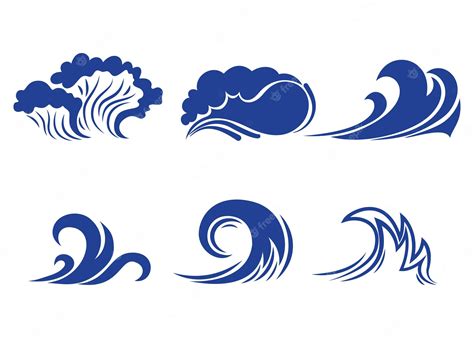Premium Vector Hand Drawn Blue Ocean Waves Sea Tidal Blue Waves Tide