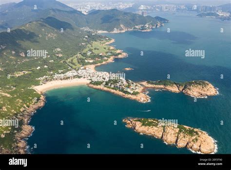 Aerial View Of The Shek O Beach And Town In The South Of Hong Kong