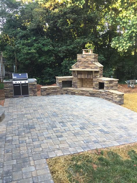 South Park Area Fabulous Custom Paver Patio Outdoor Fireplace And