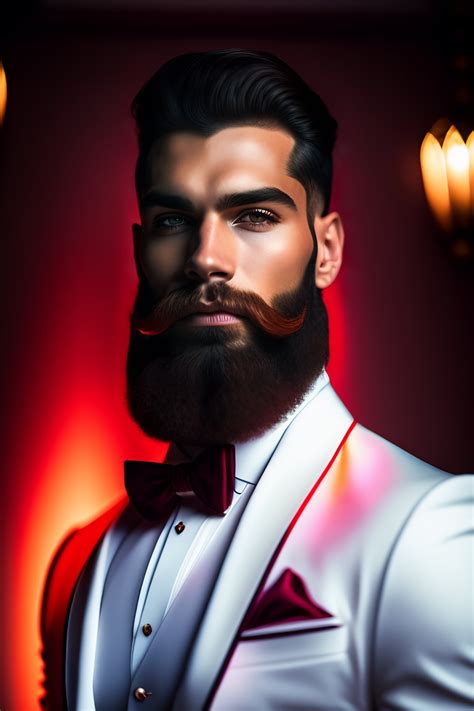 Lexica Close Portrait Of Elegant Men Long Beard Red Eyes Person In