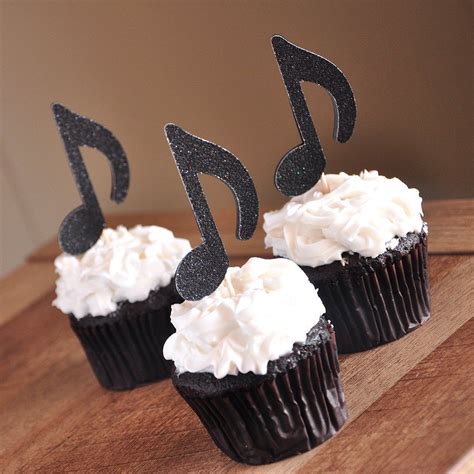 Music Party Decor Rock Star Party Music Note Cupcake Toppers 12ct