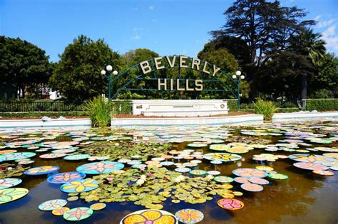 Beverly Hills City Sign Editorial Stock Photo Image Of Water 145495598