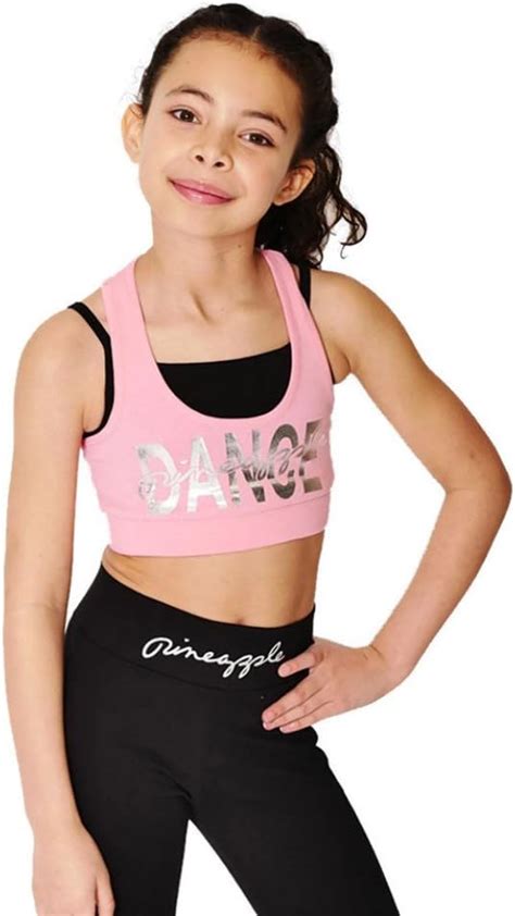 Pineapple Dancewear Girls Racerback Double Crop Top Pink Ideal For