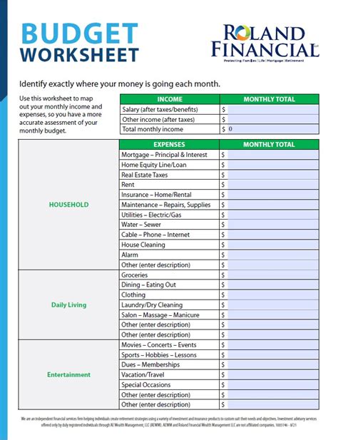 Retirement Budget Worksheet