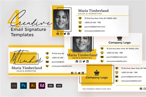 4 Multipurpose Email Signature Templates For Personal Brands Or