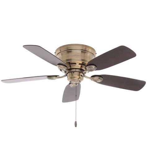 Hunter Low Profile 42 In Indoor Antique Brass Ceiling Fan 51062 The