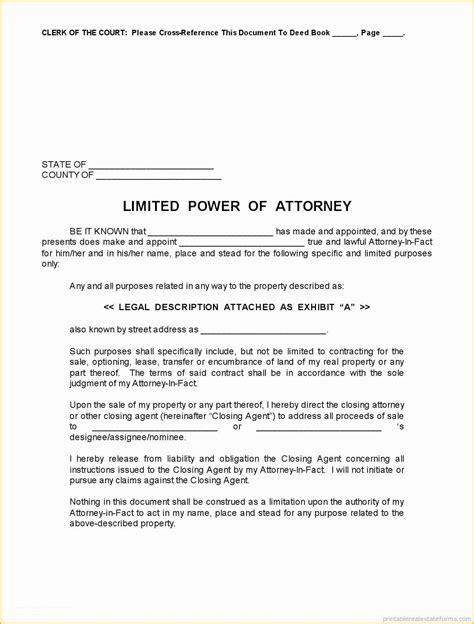 Special Power Of Attorney Template Free Of Form Special Power Attorney Form