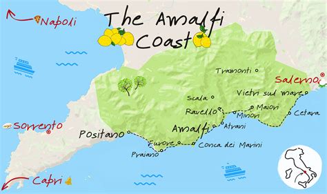 Where Is The Amalfi Coast Italy Map Map