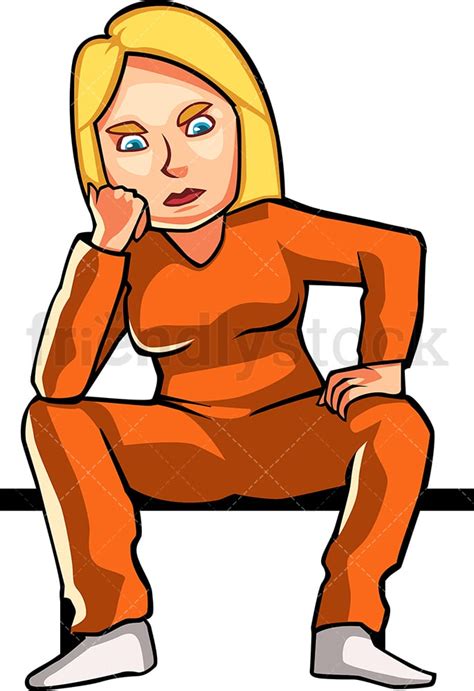 Frustrated Female Inmate Cartoon Vector Clipart Friendlystock