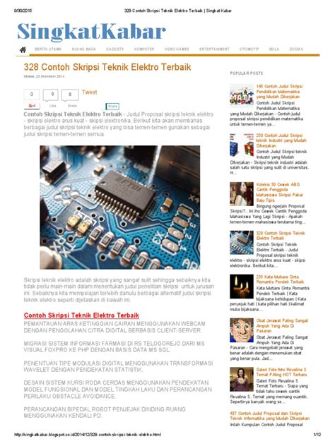 Pengertian, ciri, fungsi, contoh, besrta unsur instriknya, semoga artikel ini bermanfaat bagi anda. 328 Contoh Skripsi Teknik Elektro Terbaik _ Singkat Kabar