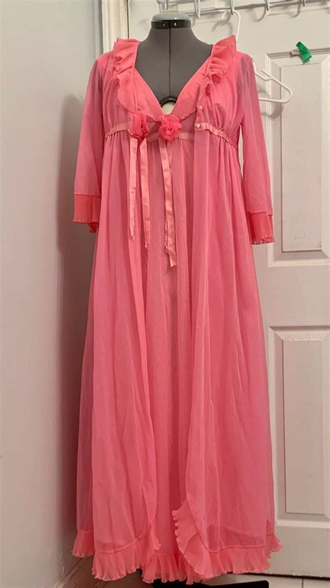 Hold Hold Hot Pink Romantic Elegant Vintage 1950s Double Etsy Night Gown Dress Night Gown