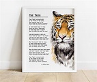 PRINTABLE Tiger Poem by William Blake Printable Wall Art - Etsy UK ...