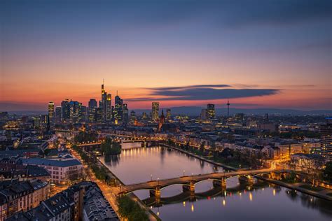 Buy Frankfurt Skyline At Sunset Wallpaper Online Happywall