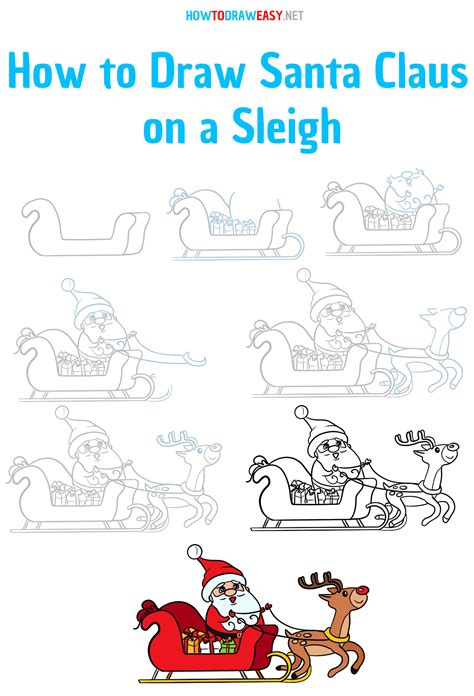 How To Draw Santa Claus On A Sleigh How To Draw Easy