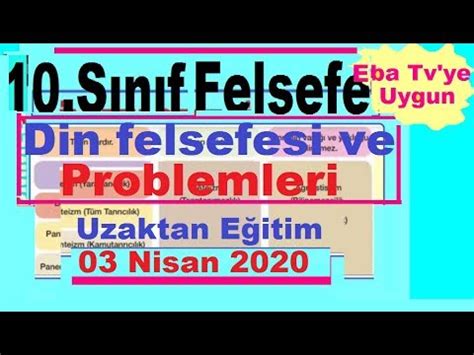 Eba Tv Ye Uygun Lise S N F Felsefe Din Felsefesi Ve Problemleri