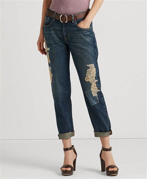 Lauren Ralph Lauren Lace Patchwork Relaxed Tapered Jeans And Reviews