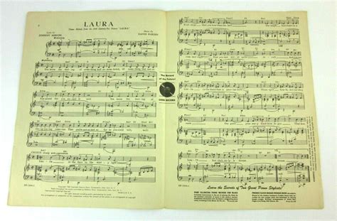Laura Sheet Music Johnny Mercer David Raksin 1945 Ebay