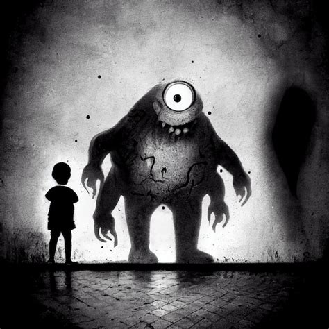 Premium Ai Image A Boy Stands In Front Of A Giant Monster That Has A