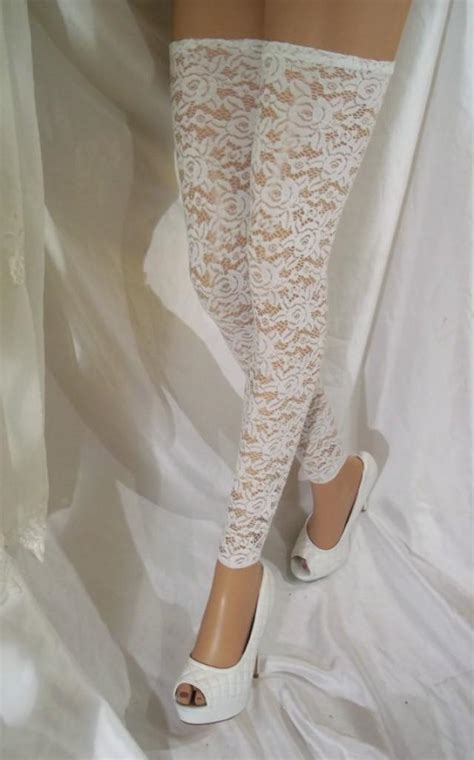 white lace leg warmers white lace thigh highs white lace tights white lingerie hosiery white