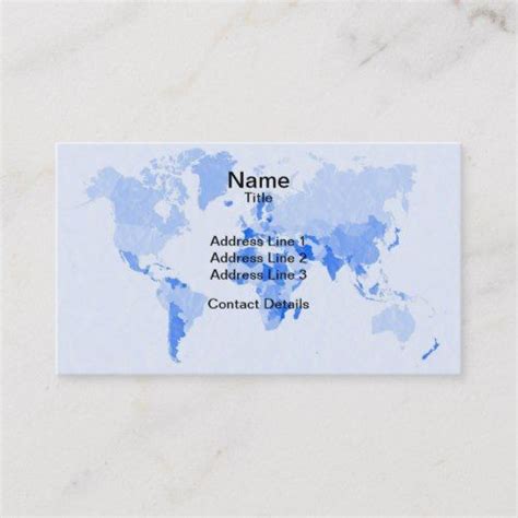 World Map Crumpled Pale Blue Business Card Zazzle Blue Business