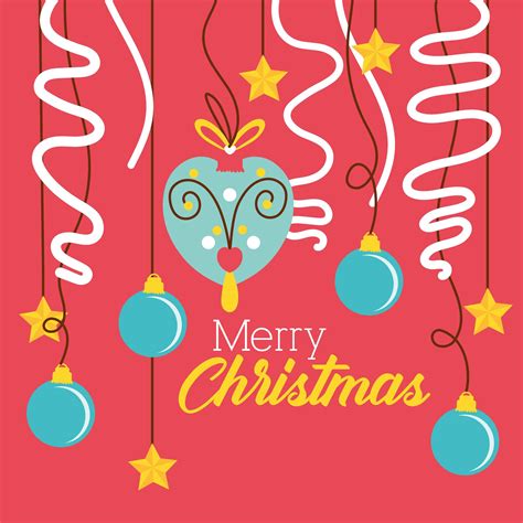 Merry Christmas Celebration Card With Ornaments 1934286 Vector Art At