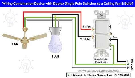 Wiring Combination Device With Duplex Single Pole Switches To A Ceiling