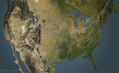 Shaded Relief Hand Painted Map Of America Originally Created In 1965