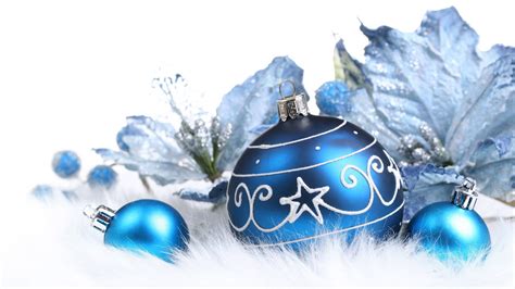 Blue Decorations On Christmas Wallpapers And Images Wallpapers
