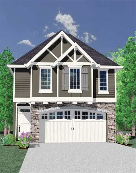This Is The Front Elevation For These Craftsman House Plans Narrow
