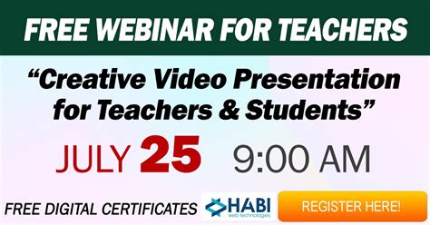 July 25 Free Webinar For Teachers Creative Video Presentations