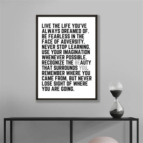 Live The Life Youve Always Dreamed Of Quote Be You Etsy Uk