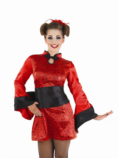 Ladies Geisha Girl Costume For Oriental Fancy Dress Adults Womens Ebay