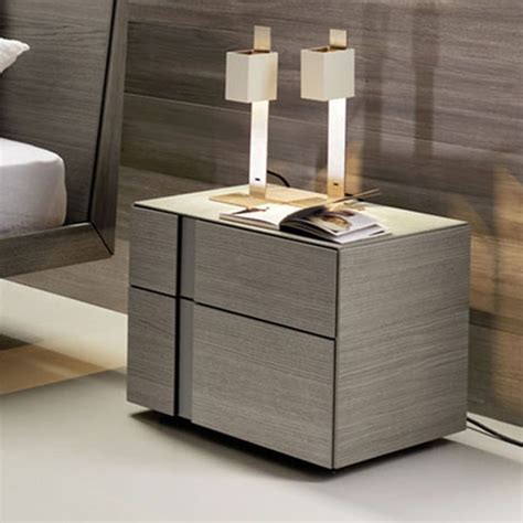 Muse 2 Drawer Bedside Table, Grey Oak | Bedside table design, Modern